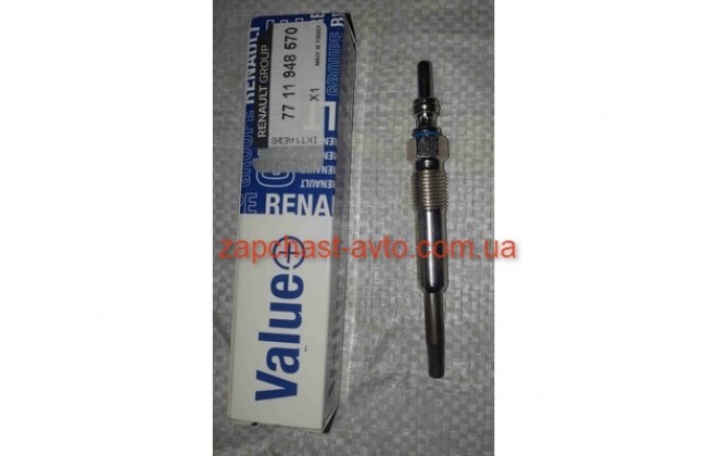 Свеча накала Megane 3, Kangoo 2, Duster 1.5 dci Renault (Value+) 7711948570, 7711948569
