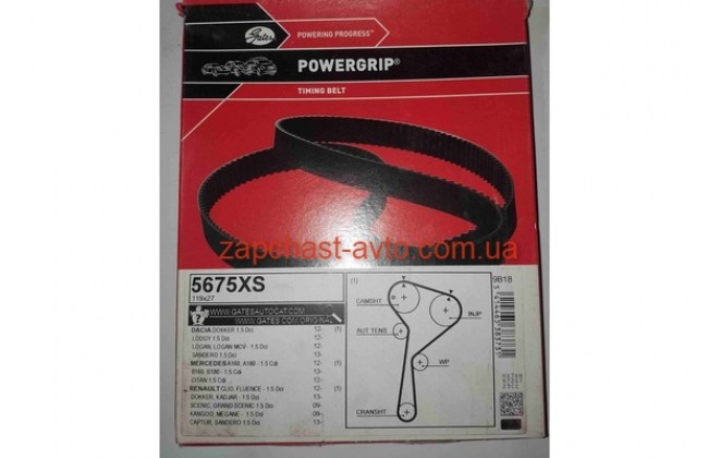 Ремень ГРМ Logan, Sandero, Duster 1,5dci 12-, Gates 130286028R, 5675XS